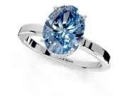Hidden Halo Engagement Ring Setting for Fancy Blue Oval Center with Wide Flat Plain Band and Prong Head in Sterling Silver