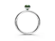 Low-Set Solitaire Engagement Ring Setting for Fancy Green Emerald Cut Center with Thin Plain Band and Prong Head in White Gold