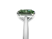 Solitaire Engagement Ring Setting for Fancy Green Radiant Cut Center with Narrow Cathedral Band and Prong Head in White Gold