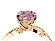 Solitaire Engagement Ring Setting for Fancy Pink Cushion Cut Center with Pave and Plain Crossover Band and Prong Head in Rose Gold