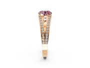 Split Shank Engagement Ring Setting for Fancy Pink Round Cut Center with Pave Split Shank and Prong Head in Rose Gold
