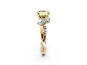Floral Engagement Ring Setting for Fancy Yellow Asscher Cut Center with Trailing Marquise Accents and Prong Head in Yellow Gold