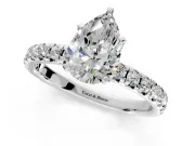 Solitaire Engagement Ring Setting for Pear-Shaped Center with Large Accents and Prong Head in Platinum
