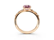 Cluster Engagement Ring Setting for Fancy Pink Radiant Cut Center with Round Cut Accent Band and Prong Head in Rose Gold
