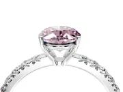 Solitaire Engagement Ring Setting for Fancy Pink Oval Center with Large Accent Band and Prong Head in White Gold