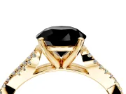 Solitaire Engagement Ring Setting for Fancy Black Round Cut Center with Twisted Pave Split Shank and Prong Head in Yellow Gold