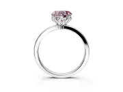 Solitaire Engagement Ring Setting for Fancy Pink Heart-Shaped Center with Thin Rounded Plain Band and Prong Head in Sterling Silver