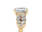 Cluster Engagement Ring Setting for Princess Cut Center with 2-Row Shoulder Clusters and Prong Head in Yellow Gold