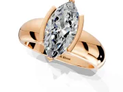 Tension Engagement Ring Setting for Marquise Center with Wide Flat Band and Tension Head in Rose Gold