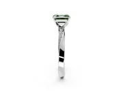 Side Accent Engagement Ring Setting for Fancy Green Asscher Cut Center with Accent Shoulders and Prong Head in Platinum
