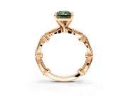 Solitaire Engagement Ring Setting for Fancy Green Radiant Cut Center with Marquise Panel Band and Prong Head in Rose Gold