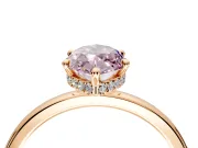 Hidden Halo Engagement Ring Setting for Fancy Pink Marquise Center with Plain Band and Tall Prong Head in Rose Gold