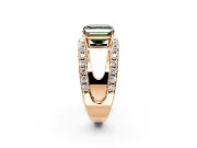 Solitaire Engagement Ring Setting for Fancy Green Asscher Cut Center with Wide-Open Split Shank and Prong Head in Rose Gold