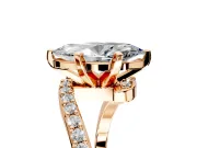 Solitaire Engagement Ring Setting for Marquise Center with Pave Bypass Swirl Band and Prong Head in Rose Gold