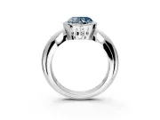 Halo Engagement Ring Setting for Fancy Blue Heart-Shaped Center with Tapered Plain Band and Prong Head in Platinum