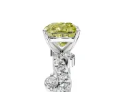 Solitaire Engagement Ring Setting for Fancy Yellow Cushion Cut Center with Bar-Station Pave Twist and Prong Head in Platinum