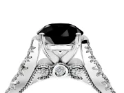 Solitaire Engagement Ring Setting for Fancy Black Round Cut Center with Pave Cathedral Shoulders and Prong Head in Platinum