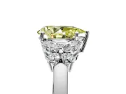 Solitaire Engagement Ring Setting for Fancy Yellow Pear-Shaped Center with Marquise Flower Shoulders and Prong Head in Platinum