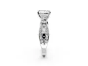 3 Stone Engagement Ring Setting for Princess Cut Center with Pave Twist Band and Prong Head in White Gold