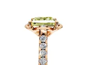 Floral Engagement Ring Setting for Fancy Yellow Princess Cut Center with Pave Band and Floral Prong Head in Rose Gold