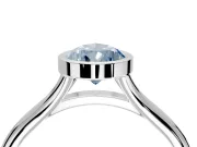 Solitaire Engagement Ring Setting for Fancy Blue Pear-Shaped Center with V Split Shank and Bezel Head in Sterling Silver