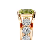 Solitaire Engagement Ring Setting for Fancy Yellow Emerald Cut Center with Graduated Shared Prongs and Prong Head in Rose Gold