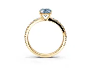 Solitaire Engagement Ring Setting for Fancy Blue Oval Center with Large Accent Band and Prong Head in Yellow Gold