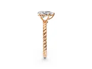 Solitaire Engagement Ring Setting for Pear-Shaped Center with Plain Twisted Rope Band and Prong Head in Rose Gold