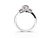 3 Stone Engagement Ring Setting for Fancy Pink Marquise Center with Round Cut Side Accents and Prong Head in Platinum