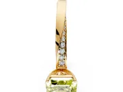 Side Accent Engagement Ring Setting for Fancy Yellow Asscher Cut Center with Accent Shoulders and Prong Head in Yellow Gold
