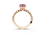 Solitaire Engagement Ring Setting for Fancy Pink Round Cut Center with Alternating Size Accents and Prong Head in Rose Gold