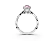 Solitaire Engagement Ring Setting for Fancy Pink Marquise Center with Accented Twist Band and Leaf Prong Head in Platinum