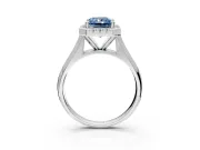 Halo Engagement Ring Setting for Fancy Blue Radiant Cut Center with Square Band and Prong Head in Sterling Silver