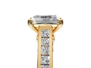 Solitaire Engagement Ring Setting for Radiant Cut Center with Channel Band and Double Claw Prong Head in Yellow Gold