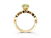 Solitaire Engagement Ring Setting for Fancy Yellow Cushion Cut Center with Milgrain Bezel Accents and Prong Head in Yellow Gold