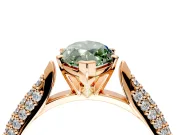 Solitaire Engagement Ring Setting for Fancy Green Marquise Center with Multi-Row Accents and Prong Head in Rose Gold
