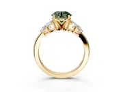 Leaf Cluster Engagement Ring Setting for Fancy Green Round Cut Center with Marquise Accents and Prong Head in Yellow Gold