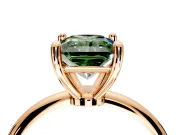 Minimalist Solitaire Engagement Ring Setting for Fancy Green Radiant Cut Center with Thin Band and Prong Head in Rose Gold