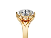 Solitaire Engagement Ring Setting for Round Cut Center with Plain Split Shank and Prong Head in Yellow Gold