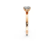 Solitaire Engagement Ring Setting for Cushion Cut Center with Thin Rounded Plain Band and Prong Head in Rose Gold