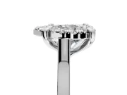 Single Halo Engagement Ring Setting for Heart-Shaped Center with Corner Claws, Plain Band and Prong Head in Platinum