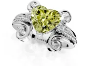 Solitaire Engagement Ring Setting for Fancy Yellow Heart-Shaped Center with Twisted Band and Scroll Prong Head in Platinum
