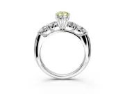 5 Stone Engagement Ring Setting for Fancy Yellow Pear-Shaped Center with Graduated Accents and Prong Head in Sterling Silver