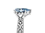 Solitaire Engagement Ring Setting for Fancy Blue Pear-Shaped Center with Milgrain X Pattern Band and Prong Head in Platinum