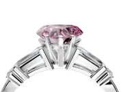 Bar-Set Engagement Ring Setting for Fancy Pink Heart-Shaped Center with Tapered Baguette Accents and Prong Head in Sterling Silver