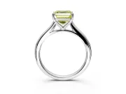 Solitaire Engagement Ring Setting for Fancy Yellow Asscher Cut Center with Narrow Cathedral Band and Prong Head in Sterling Silver