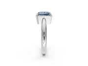 Halo Engagement Ring Setting for Fancy Blue Princess Cut Center with Tapered Plain Band and Prong Head in Platinum