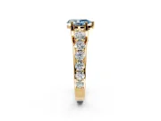 Solitaire Engagement Ring Setting for Fancy Blue Pear-Shaped Center with Graduated Shared Prongs and Prong Head in Yellow Gold