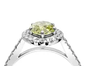 Halo Engagement Ring Setting for Fancy Yellow Marquise Center with Narrowing Pave Band and Prong Head in Platinum