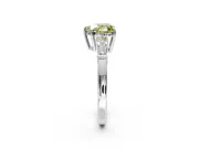 3 Stone Engagement Ring Setting for Fancy Yellow Heart-Shaped Center with Baguette Accents and Prong Head in Sterling Silver